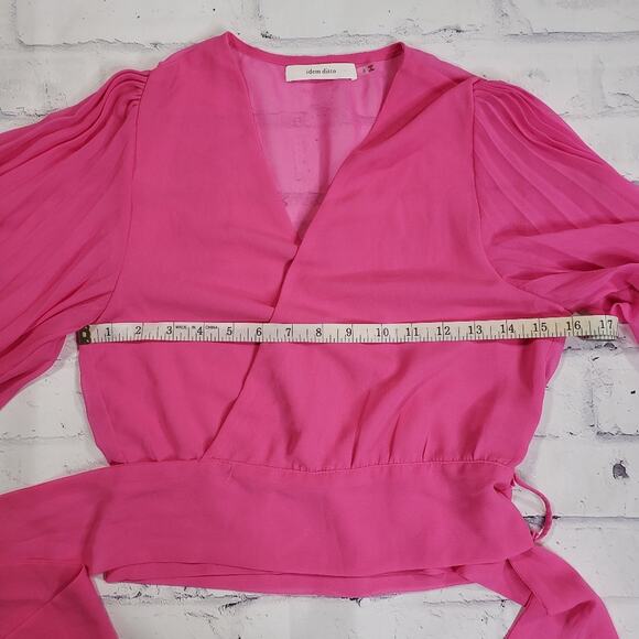 Idem Ditto Hot Pink Sheer Wrap Top Size Small - Picture 9 of 10